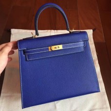 Replica Hermes Kelly Sellier 25 Bicolor Bag in Gris Agate and Blue