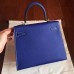 Hermes Electric Blue Epsom Kelly 25cm Sellier Handmade Bag