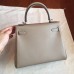 Hermes Grey Swift Kelly 25cm Retourne Handmade Bag