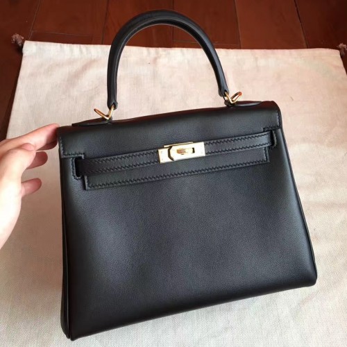 Replica Hermes Kelly 25cm Retourne Handmade Bag In Grey Swift Leather