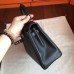 Hermes Black Swift Kelly 25cm Retourne Handmade Bag