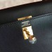 Hermes Black Swift Kelly 25cm Retourne Handmade Bag