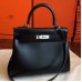 Hermes Black Box Kelly Retourne 28cm Handmade Bag