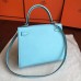 Hermes Blue Atoll Epsom Kelly Sellier 28cm Handmade Bag