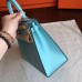 Hermes Blue Atoll Epsom Kelly Sellier 28cm Handmade Bag