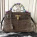 Hermes Kelly 32cm Bag In Chocolate Crocodile Leather