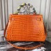 Hermes Kelly 32cm Bag In Orange Crocodile Leather