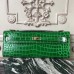 Hermes Bambou Crocodile Kelly Cut Clutch Bag