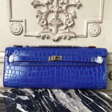 Hermes Kelly Cut Clutch Bag Blue Electric Epsom