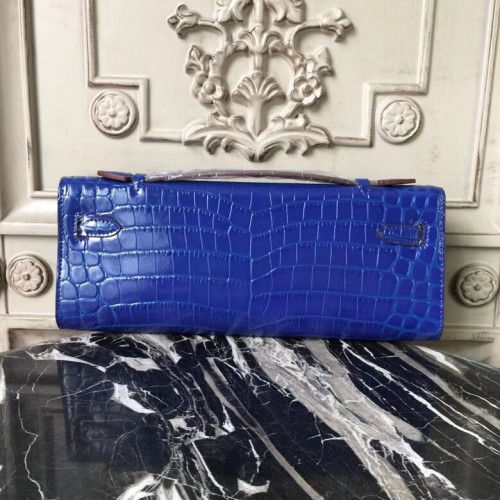 Hermes Kelly Clutch Bag Cut Blue Electric