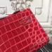 Hermes Red Crocodile Kelly Cut Clutch Bag