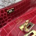 Hermes Red Crocodile Kelly Cut Clutch Bag