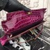 Hermes Fuchsia Crocodile Kelly Cut Clutch Bag