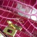 Hermes Fuchsia Crocodile Kelly Cut Clutch Bag