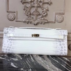 Hermes Himalaya Crocodile Kelly Cut Clutch Bag