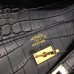 Hermes Black Crocodile Kelly Cut Clutch Bag