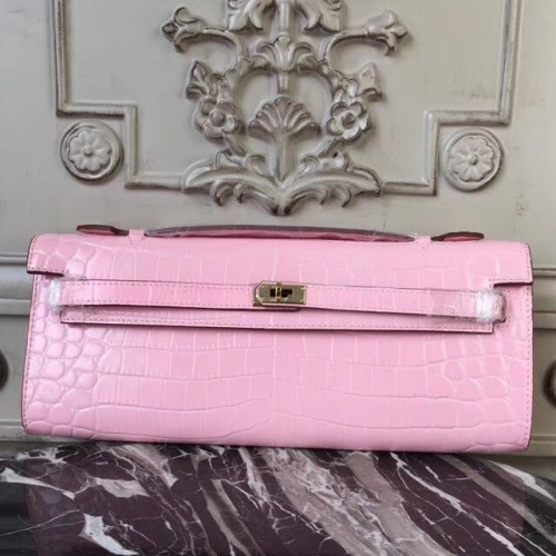 Kelly cut clutch leather clutch bag Hermès Pink in Leather - 36833874