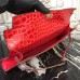 Hermes Cherry Crocodile Kelly Cut Clutch Bag