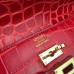 Hermes Cherry Crocodile Kelly Cut Clutch Bag