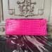 Hermes Rose Red Crocodile Kelly Cut Clutch Bag