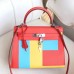 Hermes Multicolor Blocks Kelly 28cm Piment Bag