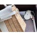 Hermes White Picnic Kelly Mini 20cm Wicker Bag