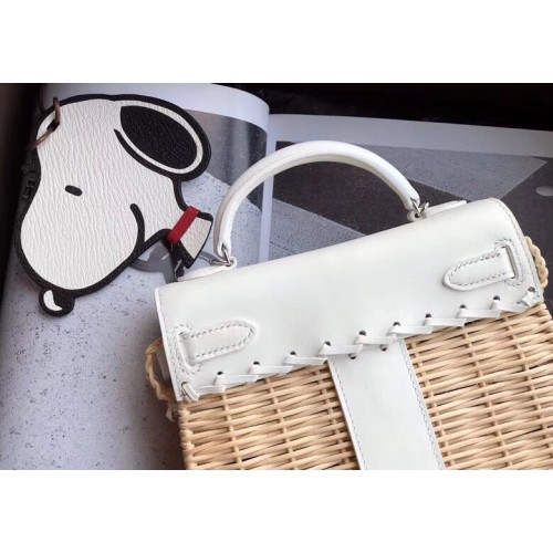 Hermes Blanc White Picnic Mini Kelly Bag Handbag Wicker – MAISON de LUXE