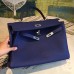 Hermes Blue Clemence Kelly 35cm Handmade Bag