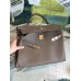 Hermes Taupe Clemence Kelly 35cm Handmade Bag