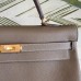 Hermes Taupe Clemence Kelly 35cm Handmade Bag