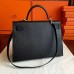 Hermes Black Epsom Kelly 35cm Handmade Bag