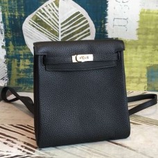 Hermes Kelly Ado PM Black Clemence leather Gold hardware