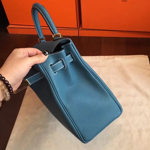 Hermès Kelly Bag Denim Jean Toile and Blue Leather Phw 32 cm RARE