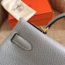 Hermes Blue Lin Clemence Kelly Retourne 32cm Handmade Bag