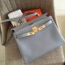 Hermes Blue Lin Clemence Kelly Retourne 32cm Handmade Bag