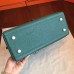 Hermes Malachite Clemence Kelly Retourne 32cm Handmade Bag