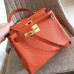 Hermes Orange Clemence Kelly Retourne 32cm Handmade Bag