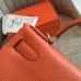 Hermes Orange Clemence Kelly Retourne 32cm Handmade Bag