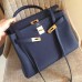 Hermes Sapphire Clemence Kelly Retourne 32cm Handmade Bag