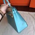 Hermes Blue Atoll Epsom Kelly 32cm Sellier Handmade Bag