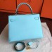 Hermes Blue Atoll Epsom Kelly 32cm Sellier Handmade Bag