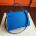 Hermes Blue Epsom Kelly 32cm Sellier Handmade Bag