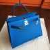 Hermes Blue Epsom Kelly 32cm Sellier Handmade Bag