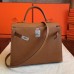 Hermes Brown Epsom Kelly 32cm Sellier Handmade Bag