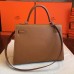 Hermes Brown Epsom Kelly 32cm Sellier Handmade Bag