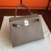 Hermes Etoupe Epsom Kelly 32cm Sellier Handmade Bag