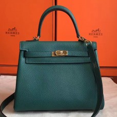 Hermes Malachite Clemence Kelly 25cm Retourne Handmade Bag