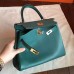 Hermes Malachite Clemence Kelly 25cm Retourne Handmade Bag