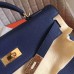 Hermes Sapphire Clemence Kelly Retourne 28cm Handmade Bag