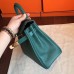 Hermes Malachite Clemence Kelly Retourne 28cm Handmade Bag